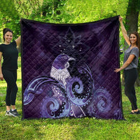 New Zealand Matariki Quilt Maori Tui Bird Purple Galaxy