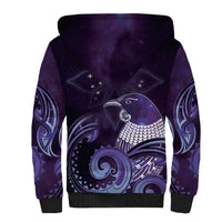 New Zealand Matariki Sherpa Hoodie Maori Tui Bird Purple Galaxy