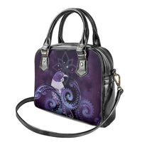 New Zealand Matariki Shoulder Handbag Maori Tui Bird Purple Galaxy