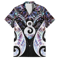 New Zealand Aotearoa Family Matching Long Sleeve Bodycon Dress and Hawaiian Shirt Pikorua Single Twist Pink Paua Shell DT05 Dad's Shirt - Short Sleeve Pink - Polynesian Pride
