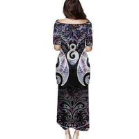 New Zealand Aotearoa Family Matching Puletasi and Hawaiian Shirt Pikorua Single Twist Pink Paua Shell