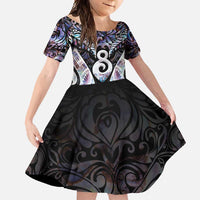 New Zealand Aotearoa Family Matching Summer Maxi Dress and Hawaiian Shirt Pikorua Single Twist Pink Paua Shell