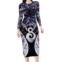 New Zealand Aotearoa Long Sleeve Bodycon Dress Pikorua Single Twist Pink Paua Shell