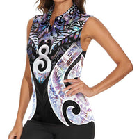 New Zealand Aotearoa Women Sleeveless Polo Shirt Pikorua Single Twist Pink Paua Shell