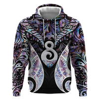 New Zealand Aotearoa Zip Hoodie Pikorua Single Twist Pink Paua Shell