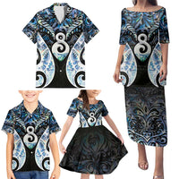 New Zealand Aotearoa Family Matching Puletasi and Hawaiian Shirt Pikorua Single Twist Green Paua Shell