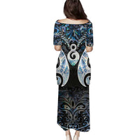 New Zealand Aotearoa Family Matching Puletasi and Hawaiian Shirt Pikorua Single Twist Green Paua Shell