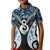 New Zealand Aotearoa Kid Polo Shirt Pikorua Single Twist Green Paua Shell
