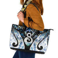 New Zealand Aotearoa Leather Tote Bag Pikorua Single Twist Green Paua Shell