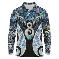 New Zealand Aotearoa Long Sleeve Polo Shirt Pikorua Single Twist Green Paua Shell