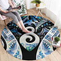 New Zealand Aotearoa Round Carpet Pikorua Single Twist Green Paua Shell