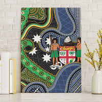 South Sea Islanders And Fiji Canvas Wall Art Fijian Coat Of Arms And Southern Cross DT05 Without Frame Black - Polynesian Pride