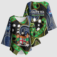 South Sea Islanders And Fiji Kimono Sleeve Blouse Fijian Coat Of Arms And Southern Cross DT05 - Polynesian Pride