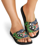 South Sea Islanders And Fiji Slide Sandals Fijian Coat Of Arms And Southern Cross DT05 - Polynesian Pride