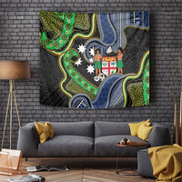 South Sea Islanders And Fiji Tapestry Fijian Coat Of Arms And Southern Cross DT05 Black - Polynesian Pride