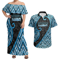 Custom Aotearoa Atua Ranginui Couples Matching Off Shoulder Maxi Dress and Hawaiian Shirt Maori Sky Father Koru Patterns