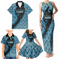 Custom Aotearoa Atua Ranginui Family Matching Tank Maxi Dress and Hawaiian Shirt Maori Sky Father Koru Patterns