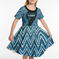 Custom Aotearoa Atua Ranginui Kid Short Sleeve Dress Maori Sky Father Koru Patterns