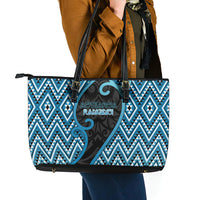 Aotearoa Atua Ranginui Leather Tote Bag Maori Sky Father Koru Patterns