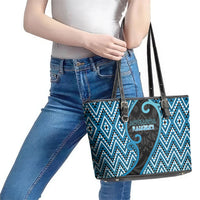Aotearoa Atua Ranginui Leather Tote Bag Maori Sky Father Koru Patterns
