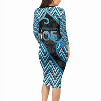 Custom Aotearoa Atua Ranginui Long Sleeve Bodycon Dress Maori Sky Father Koru Patterns