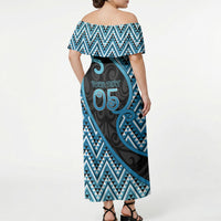 Custom Aotearoa Atua Ranginui Off Shoulder Maxi Dress Maori Sky Father Koru Patterns