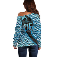 Custom Aotearoa Atua Ranginui Off Shoulder Sweater Maori Sky Father Koru Patterns