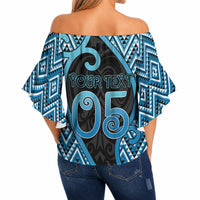 Custom Aotearoa Atua Ranginui Off Shoulder Wrap Waist Top Maori Sky Father Koru Patterns