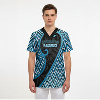 Custom Aotearoa Atua Ranginui Scrub Top Maori Sky Father Koru Patterns