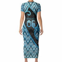 Custom Aotearoa Atua Ranginui Short Sleeve Bodycon Dress Maori Sky Father Koru Patterns