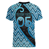 Custom Aotearoa Atua Ranginui Women V-Neck T-Shirt Maori Sky Father Koru Patterns