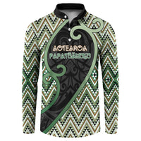 Custom Aotearoa Atua Papatuanuku Button Sweatshirt Earth Mother Father Koru Patterns