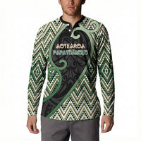 Custom Aotearoa Atua Papatuanuku Button Sweatshirt Earth Mother Father Koru Patterns