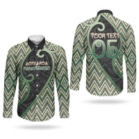 Custom Aotearoa Atua Papatuanuku Couples Matching Off Shoulder Maxi Dress and Long Sleeve Button Shirt Earth Mother Father Koru Patterns