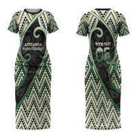 Custom Aotearoa Atua Papatuanuku Couples Matching Short Sleeve Bodycon Dress and Long Sleeve Button Shirt Earth Mother Father Koru Patterns
