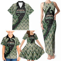 Custom Aotearoa Atua Papatuanuku Family Matching Tank Maxi Dress and Hawaiian Shirt Earth Mother Father Koru Patterns