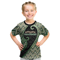Custom Aotearoa Atua Papatuanuku Kid T Shirt Earth Mother Father Koru Patterns