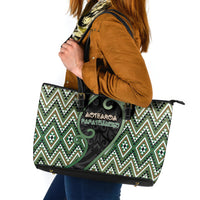 Aotearoa Atua Papatuanuku Leather Tote Bag Earth Mother Father Koru Patterns