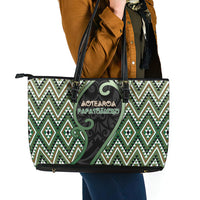 Aotearoa Atua Papatuanuku Leather Tote Bag Earth Mother Father Koru Patterns