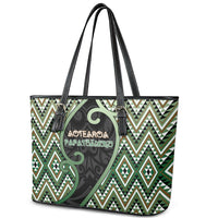 Aotearoa Atua Papatuanuku Leather Tote Bag Earth Mother Father Koru Patterns
