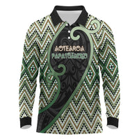 Custom Aotearoa Atua Papatuanuku Long Sleeve Polo Shirt Earth Mother Father Koru Patterns
