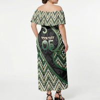 Custom Aotearoa Atua Papatuanuku Off Shoulder Maxi Dress Earth Mother Father Koru Patterns