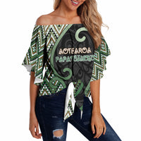Custom Aotearoa Atua Papatuanuku Off Shoulder Wrap Waist Top Earth Mother Father Koru Patterns