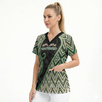 Custom Aotearoa Atua Papatuanuku Scrub Top Earth Mother Father Koru Patterns