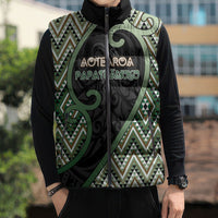 Custom Aotearoa Atua Papatuanuku Sleeveless Puffer Jacket Earth Mother Father Koru Patterns