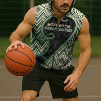 Custom Aotearoa Atua Papatuanuku Sleeveless Zip Hoodie Earth Mother Father Koru Patterns