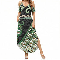 Custom Aotearoa Atua Papatuanuku Summer Maxi Dress Earth Mother Father Koru Patterns