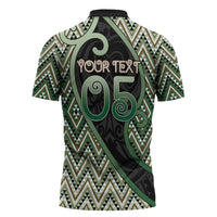 Custom Aotearoa Atua Papatuanuku Zipper Polo Shirt Earth Mother Father Koru Patterns