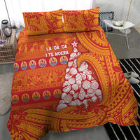 French Polynesia Christmas Bedding Set Seashell Xmas Tree Tribal Waves - Polynesian Pride