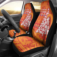French Polynesia Christmas Car Seat Cover Seashell Xmas Tree Tribal Waves - Polynesian Pride